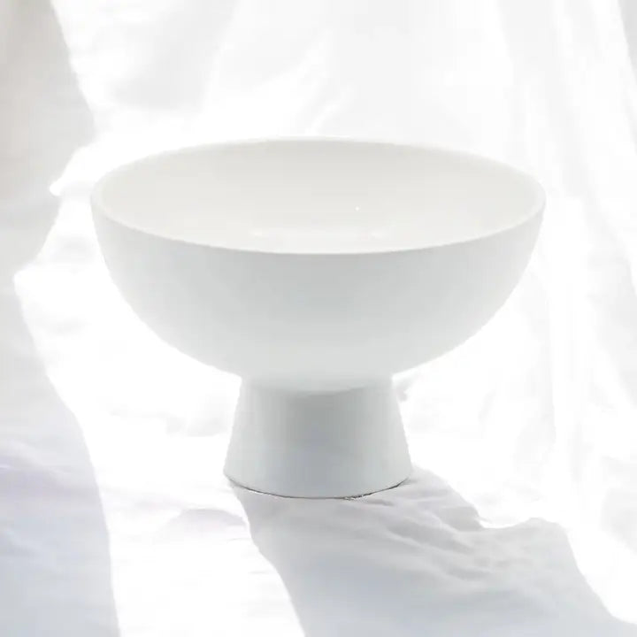 White Ceramic Floral Compote