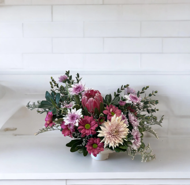 White Ceramic Floral Compote